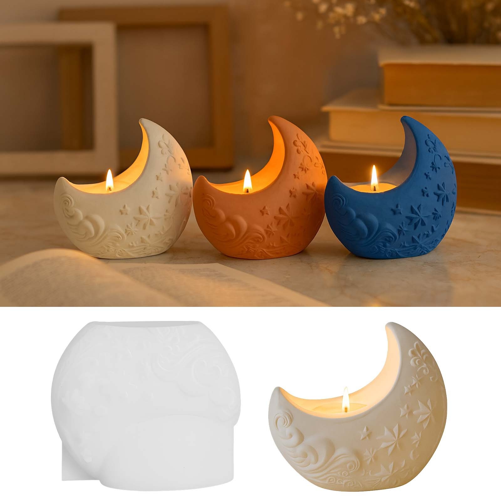 3d Relief Moon Gypsum Resin Mo - огляд і ціна Candle Making Process