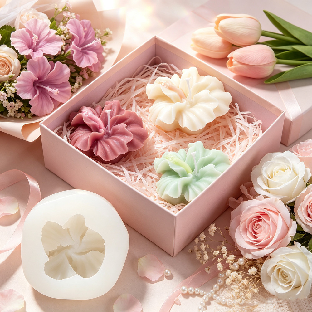 2pcs Hibiscus Flower Candle Mo - огляд і ціна Candle Making Kit Wholesale